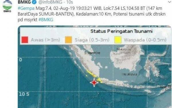 PVMBG Ungkap  Penyebab Gempa Banten yang Berpotensi Tsunami