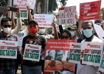 Indonesia Jadi Sorotan di Myanmar, Demonstran Protes di Depan KBRI