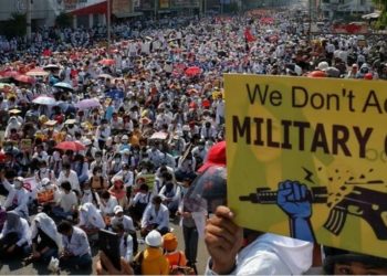 Kota Yangon Dicat Merah Darah oleh Demonstran