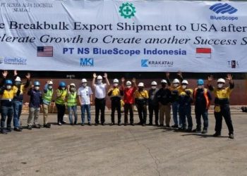 Krakatau Steel Kolaborasi NS BlueScope Ekspor 4.600 Ton Baja Lapis ke AS