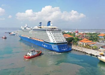 Celebrity Solstice Cruise Ship Docked at Benoa Harbor, Bali