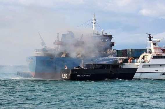 Cargo Ship Alexindo 8 Burns in Batam Waters