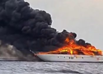 The Azimut Yacht Caught Fire in the Seribu Islands