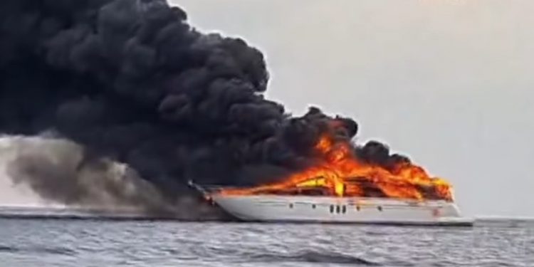 The Azimut Yacht Caught Fire in the Seribu Islands